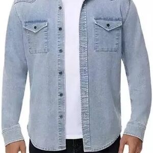 FRYE Denim Button-Down Shirt – Light Wash (Size Large)